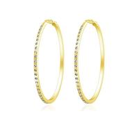 Philip Jones 18k Gold Plated 50mm Hoop Earrings Created with Zircondia® Crystals