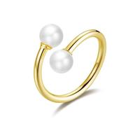 Philip Jones 18k Gold Plated Adjustable Double Pearl Ring