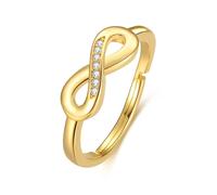 Philip Jones 18k Gold Plated Adjustable Infinity Ring Created with Zircondia® Crystals