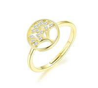 Philip Jones 18k Gold Plated Adjustable Tree of Life Ring Created with Zircondia® Crystals