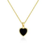 Philip Jones 18k Gold Plated Black Onyx Gemstone Heart Necklace