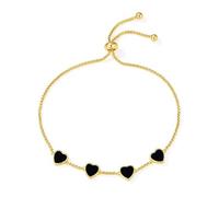 Philip Jones 18k Gold Plated Black Onyx Gemstone Multi Heart Friendship Slider Bracelet