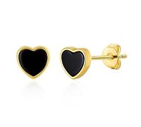Philip Jones 18k Gold Plated Black Onyx Heart Stud Earrings