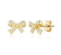 Philip Jones 18k Gold Plated Bow Earrings Created with Zircondia® Crystals