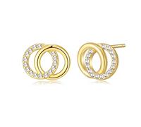 Philip Jones 18k Gold Plated Circle Link Earrings Created with Zircondia® Crystals