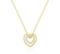 Philip Jones 18k Gold Plated Double Heart Necklace Created with Zircondia® Crystals