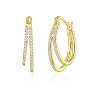 Philip Jones 18k Gold Plated Double Hoop Earrings Created with Zircondia® Crystals