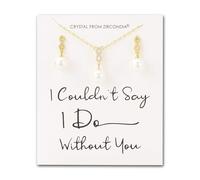 Philip Jones 18k Gold Plated I Couldn't Say I Do Without You Infinity Pearl Drop Bridal Set with Zircondia® Crystals