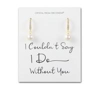 Philip Jones 18k Gold Plated I Couldn't Say I Do Without You Pearl Drop Bridal Earrings Created with Zircondia® Crystals
