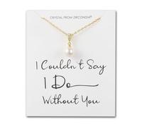 Philip Jones 18k Gold Plated I Couldn't Say I Do Without You Pearl Drop Bridal Necklace Created with Zircondia® Crystals