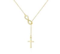 Philip Jones 18k Gold Plated Infinity with Cross Lariat Necklace