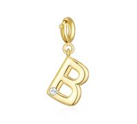 Philip Jones 18k Gold Plated Initial Charm Letter B Created with Zircondia® Crystals