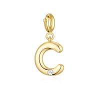 Philip Jones 18k Gold Plated Initial Charm Letter C Created with Zircondia® Crystals