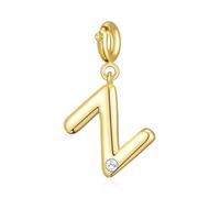 Philip Jones 18k Gold Plated Initial Charm Letter Z Created with Zircondia® Crystals