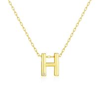 Philip Jones 18k Gold Plated Initial Necklace Letter H Created with Zircondia® Crystals