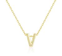 Philip Jones 18k Gold Plated Initial Necklace Letter V Created with Zircondia® Crystals