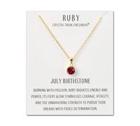 Philip Jones 18k Gold Plated July (Ruby) Birthstone Necklace Created with Zircondia® Crystals