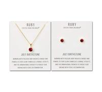 Philip Jones 18k Gold Plated July (Ruby) Birthstone Necklace & Earrings Set Created with Zircondia® Crystals