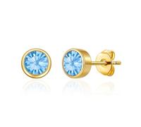Philip Jones 18k Gold Plated Light Blue Stud Earrings Created with Zircondia® Crystals