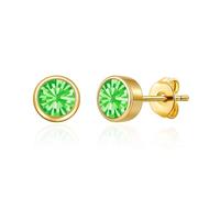 Philip Jones 18k Gold Plated Light Green Stud Earrings Created with Zircondia® Crystals