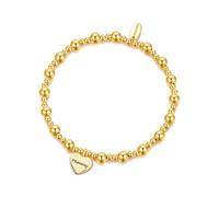 Philip Jones 18k Gold Plated Mummy Heart Charm Beaded Stretch Bracelet