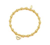 Philip Jones 18k Gold Plated Nanny Heart Charm Beaded Stretch Bracelet
