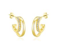 Philip Jones 18k Gold Plated Open Double Hoop Earrings Created With Zircondia® Crystals