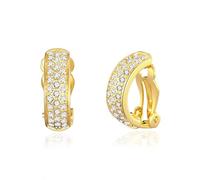 Philip Jones 18k Gold Plated Pave Clip On Earrings Created with Zircondia® Crystals