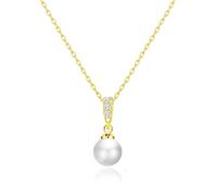 Philip Jones 18k Gold Plated Pearl Drop Necklace Created with Zircondia® Crystals