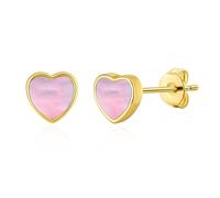 Philip Jones 18k Gold Plated Pink Mother of Pearl Heart Stud Earrings