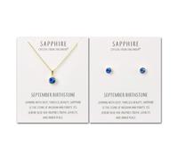 Philip Jones 18k Gold Plated September (Sapphire) Birthstone Necklace & Earrings Set Created with Zircondia® Crystals