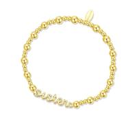Philip Jones 18k Gold Plated Sister Beaded Stretch Bracelet