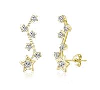 Philip Jones 18k Gold Plated Star Climber Earrings Created with Zircondia® Crystals