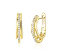 Philip Jones 18k Gold Plated Triple Illusion Hoop Earrings Created with Zircondia® Crystals
