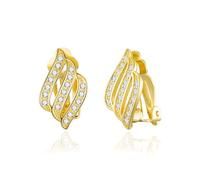 Philip Jones 18k Gold Plated Triple Row Clip On Earrings Created with Zircondia® Crystals