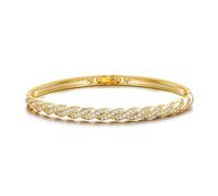Philip Jones 18k Gold Plated Twist Bangle Created with Zircondia® Crystals (7 Inch)