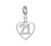 Philip Jones 21st Birthday Heart Charm Created with Zircondia® Crystals