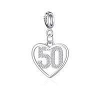 Philip Jones 50th Birthday Heart Charm Created with Zircondia® Crystals