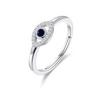 Philip Jones Adjustable Evil Eye Ring Created with Zircondia® Crystals