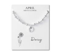 Philip Jones April Birth Flower Daisy Beaded Stretch Bracelet with Card