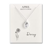 Philip Jones April Birth Flower Daisy Necklace with Card