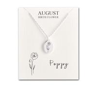 Philip Jones August Birth Flower Poppy Necklace with Card