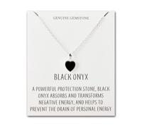 Philip Jones Black Onyx Gemstone Heart Necklace with Quote Card