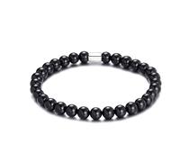 Philip Jones Black Onyx Gemstone Stretch Bracelet for Women