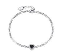 Philip Jones Black Onyx Heart Gemstone Bracelet Created with Zircondia® Crystals