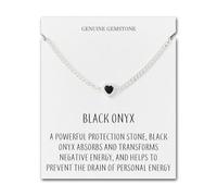 Philip Jones Black Onyx Heart Gemstone Bracelet with Quote Card Created with Zircondia® Crystals