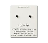 Philip Jones Black Onyx Heart Stud Earrings with Quote Card
