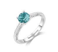 Philip Jones Blue Adjustable Crystal Ring Created with Zircondia® Crystals