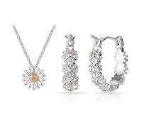 Philip Jones Daisy Necklace and Hoop Earrings Set