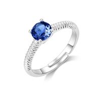 Philip Jones Dark Blue Adjustable Crystal Ring Created with Zircondia® Crystals